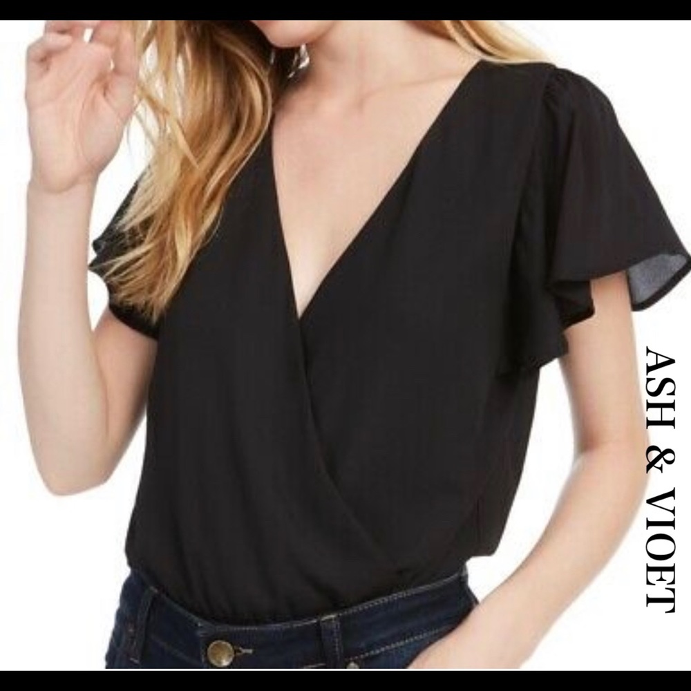 Ash and Violet Black Bodysuit blouse